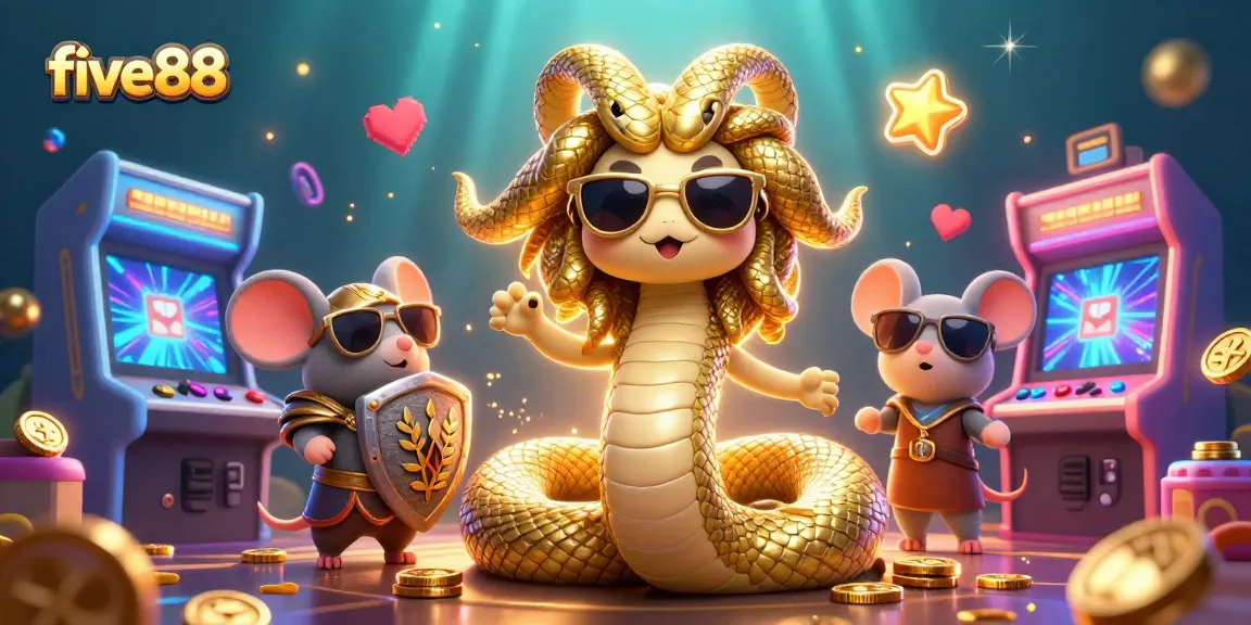 Experience the excitement of five88 with a vibrant casino illustration featuring dynamic characters and gaming elements.