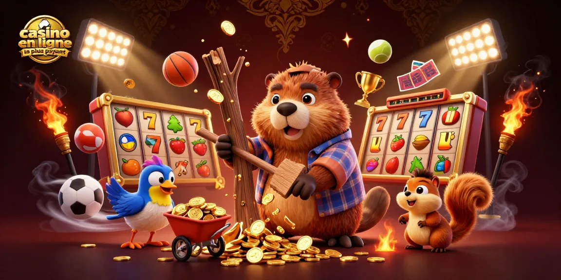 Jouer au casino en ligne le plus payant avec des symboles d'argent et une ambiance festive dans une illustration colorée.