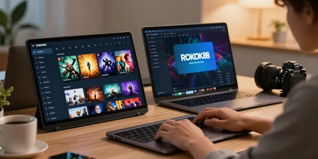 Engaged user accessing the rokok88 link login on a modern gaming platform interface.