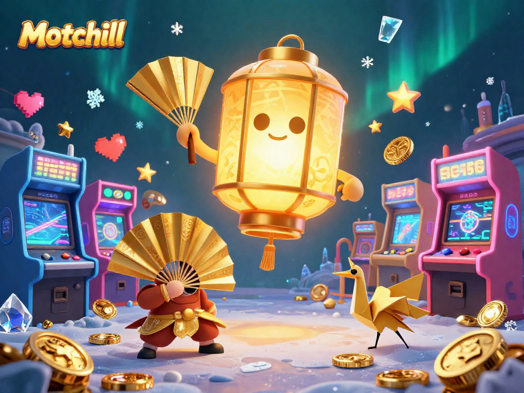 Motchill enhances gaming excitement with a vibrant casino scene showcasing lucky symbols and dynamic game elements.