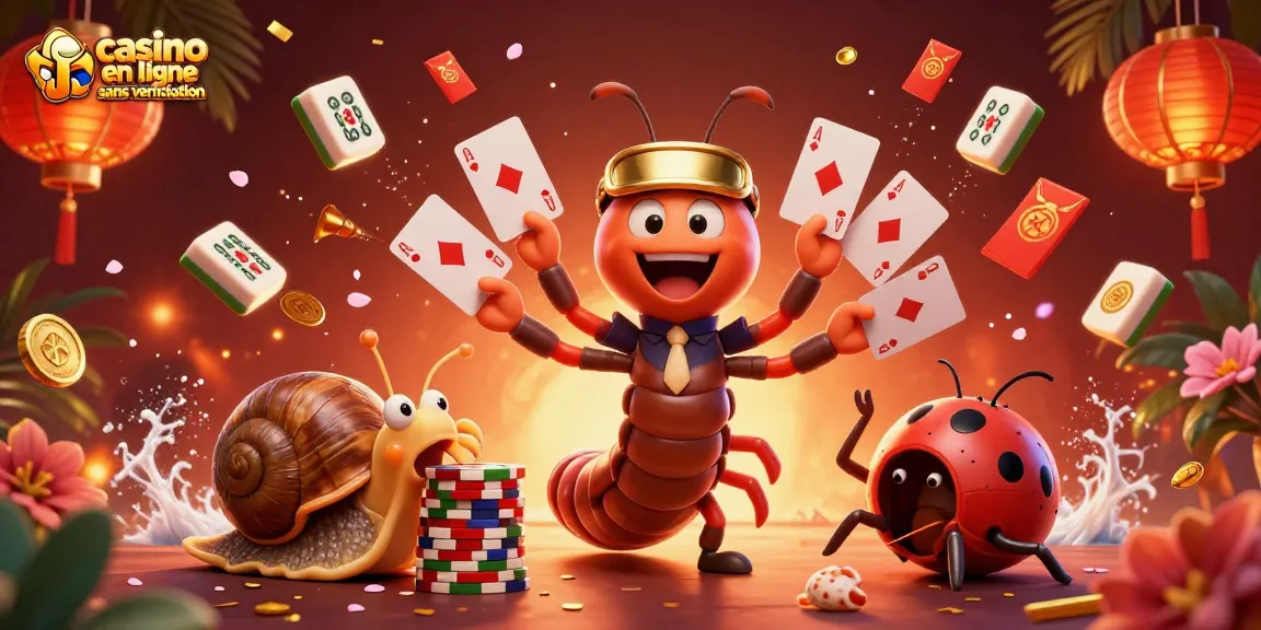 Gagnez rapidement avec des casinos en ligne sans vérification, illustrant des personnages 3D amusants au casino.