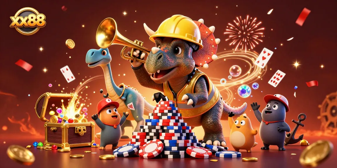 Experience the excitement of xx88 online gaming with vibrant characters and casino elements in this 3D illustration.