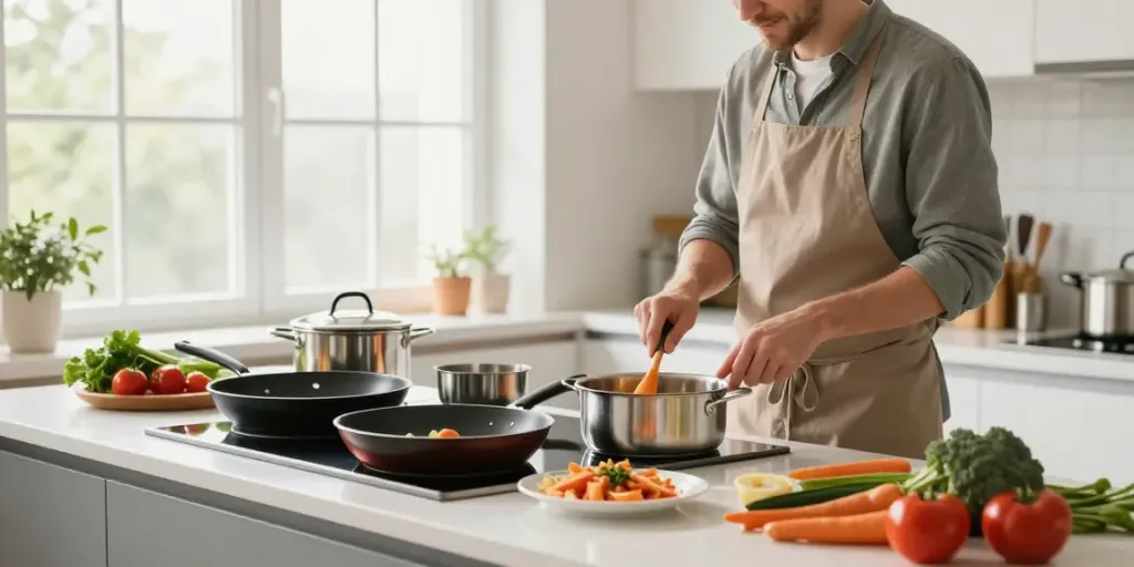 CookWare Price in Bangladesh displayed in a vibrant kitchen scene with various cookware items.
