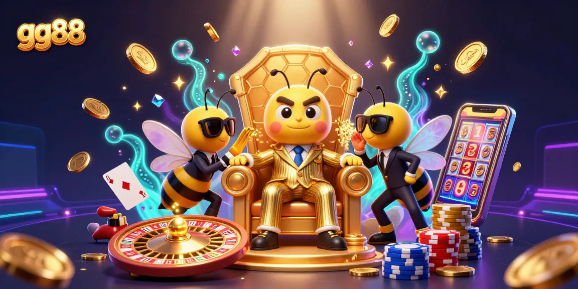 Experience the excitement of gg88 with a 3D illustration showcasing vibrant casino elements and characters in action.