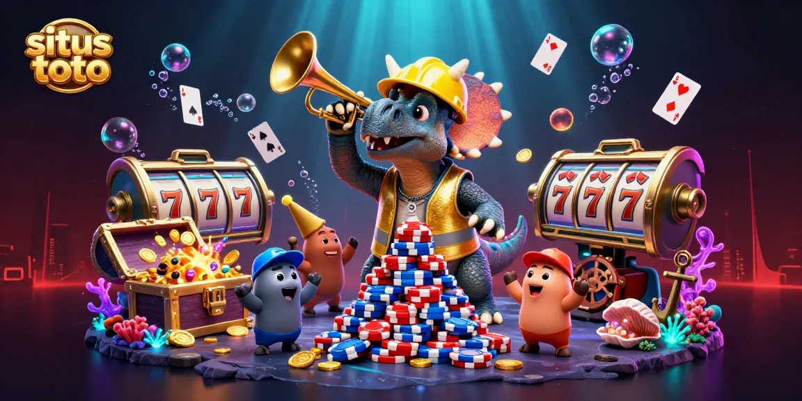 Experience situs toto excitement with dynamic 3D illustration showcasing a vibrant casino environment.