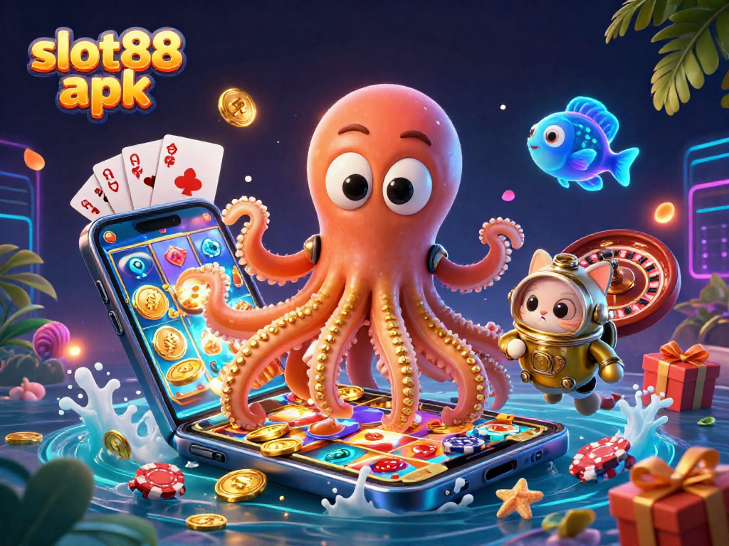 Experience thrilling wins with slot88 apk in this vibrant underwater casino scene.