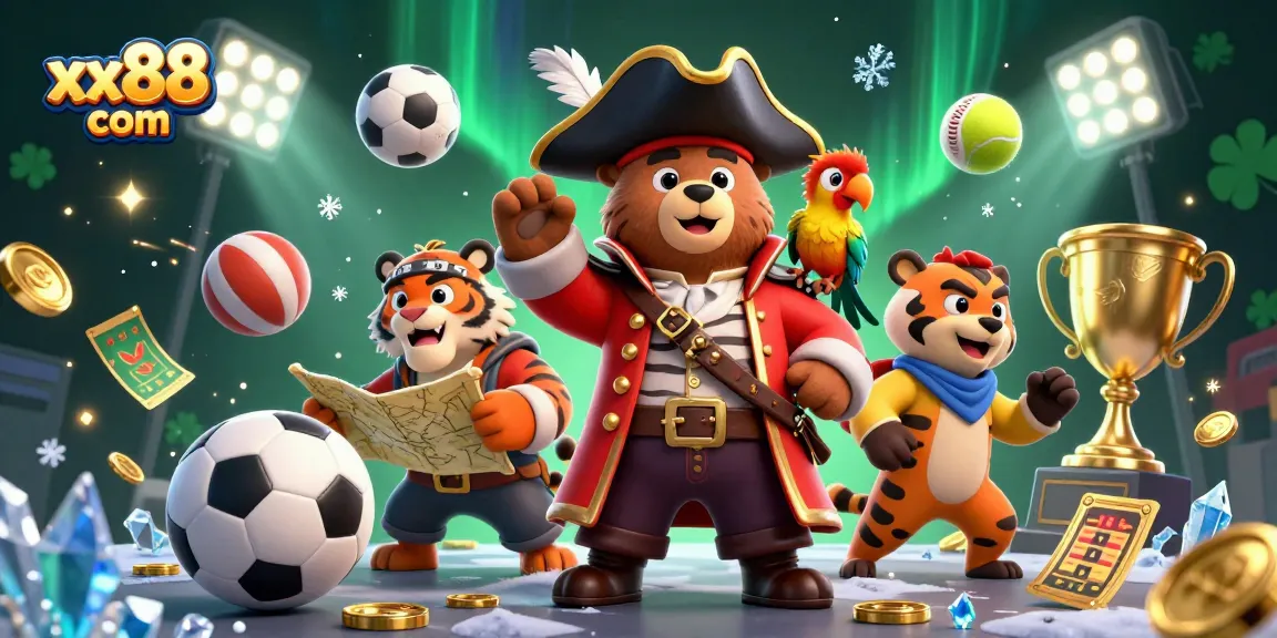 Engage in thrilling gameplay at xx88 com while enjoying a dynamic casino scene featuring vibrant cartoon characters.