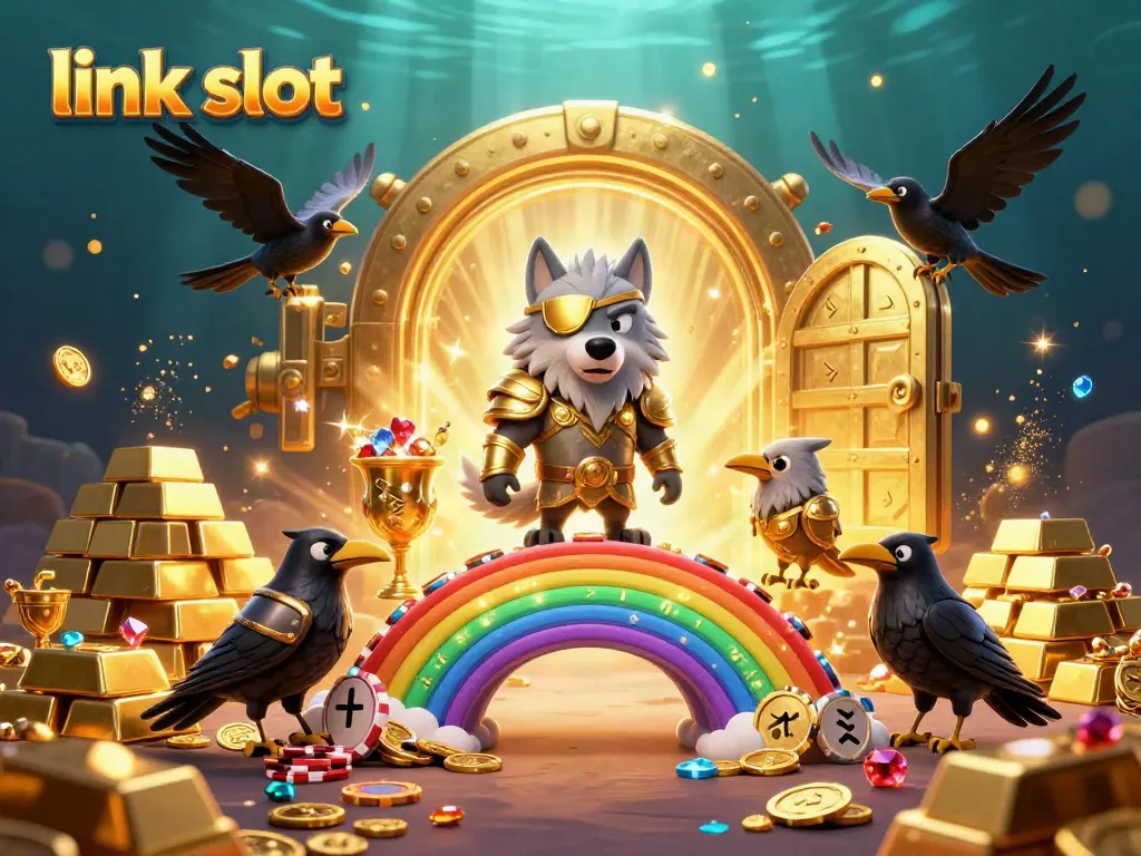 Experience the thrill with the link slot jackpot featuring Odin and ravens in a dazzling casino world.