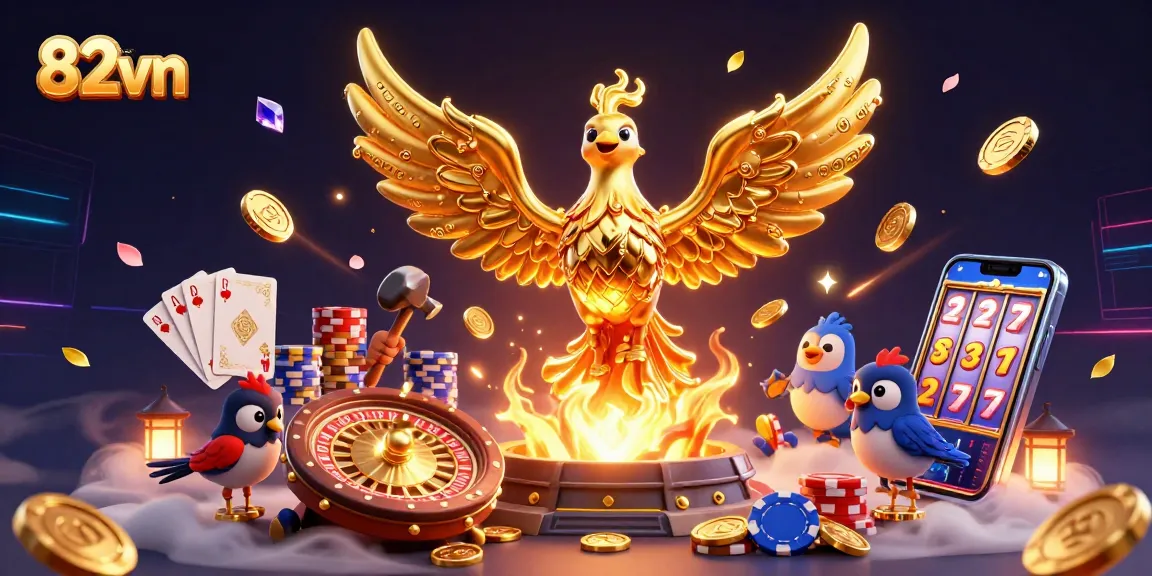 Experience thrilling gameplay at 82vn with majestic molten golden phoenix and dynamic casino elements.