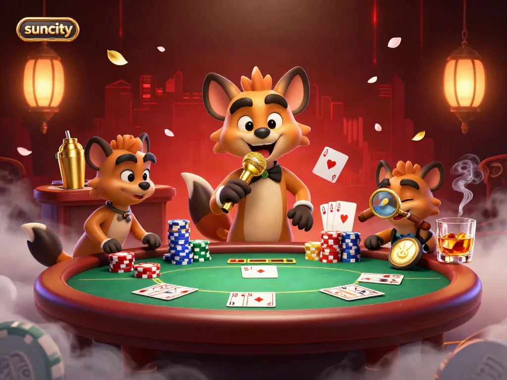 Enjoy lively entertainment at suncity, where hyenas perform in a vibrant casino club.