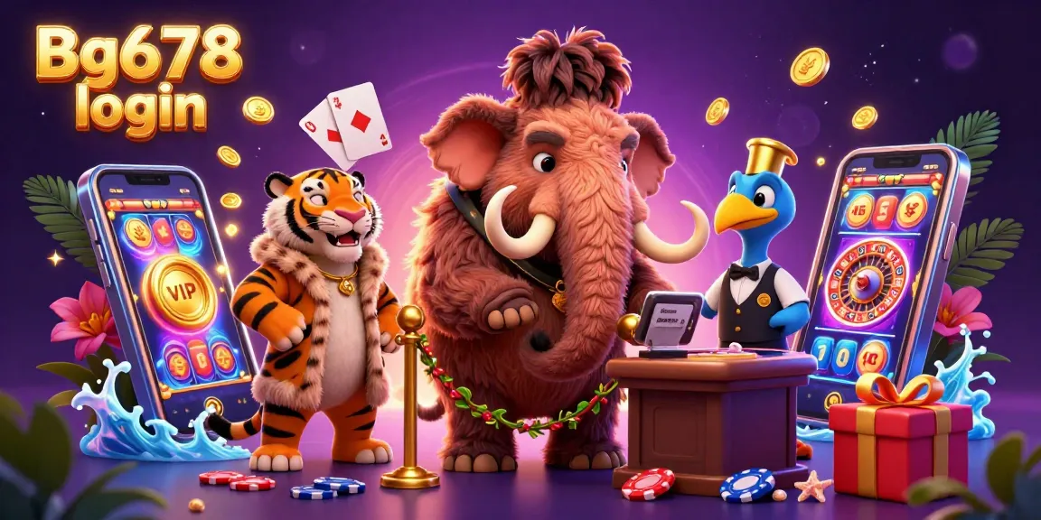 Experience the vibrant atmosphere of Bg678 login with engaging casino elements and playful characters.