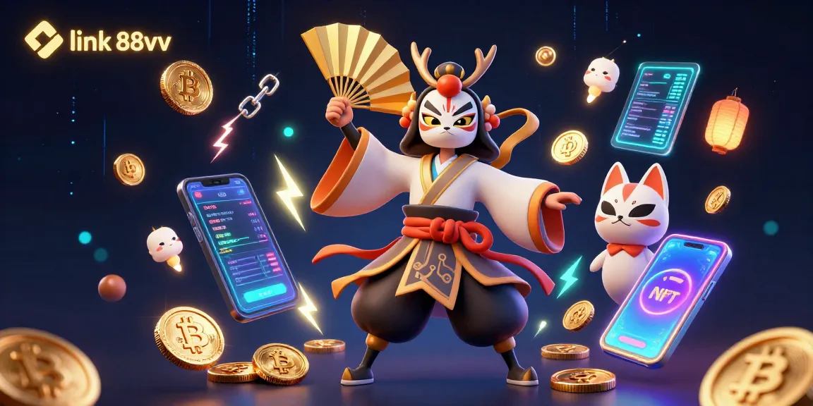 Explore exciting gameplay at link 88vv with a vibrant casino scene featuring unique characters and crypto elements.