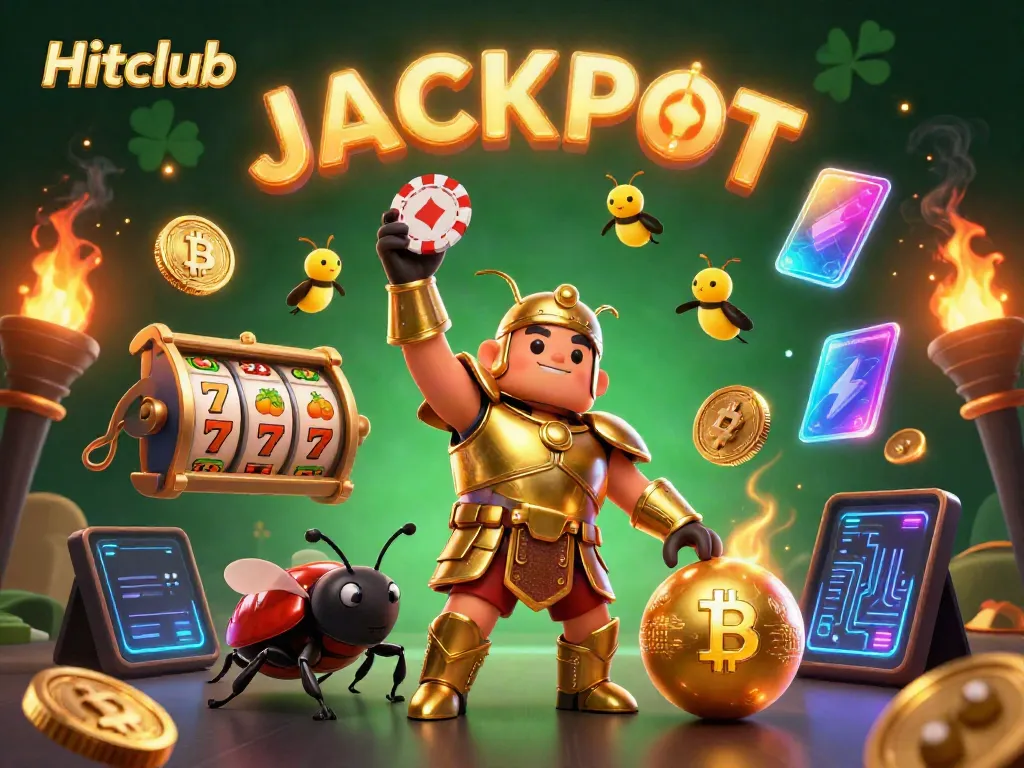 Experience the thrilling Hitclub jackpot with animated champions and exciting slot components.