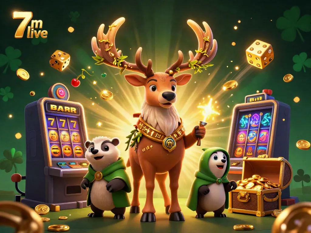 Experience the thrill of 7m live with dynamic casino elements in a vibrant 3D illustration.