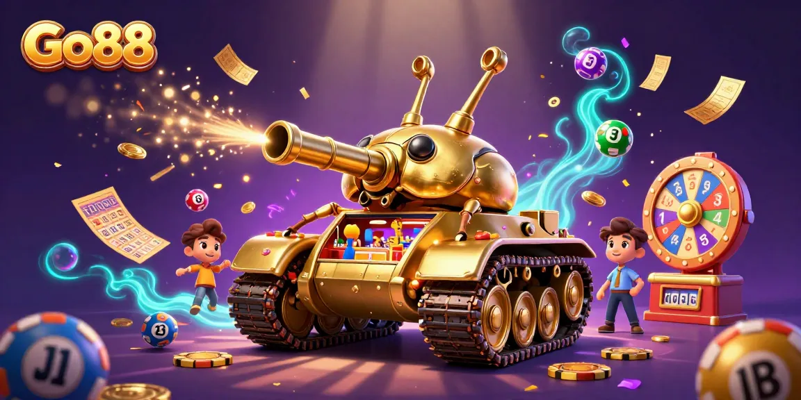Experience exciting wins at Go88 with the vibrant casino-themed digital illustrations attracting eager gamblers.