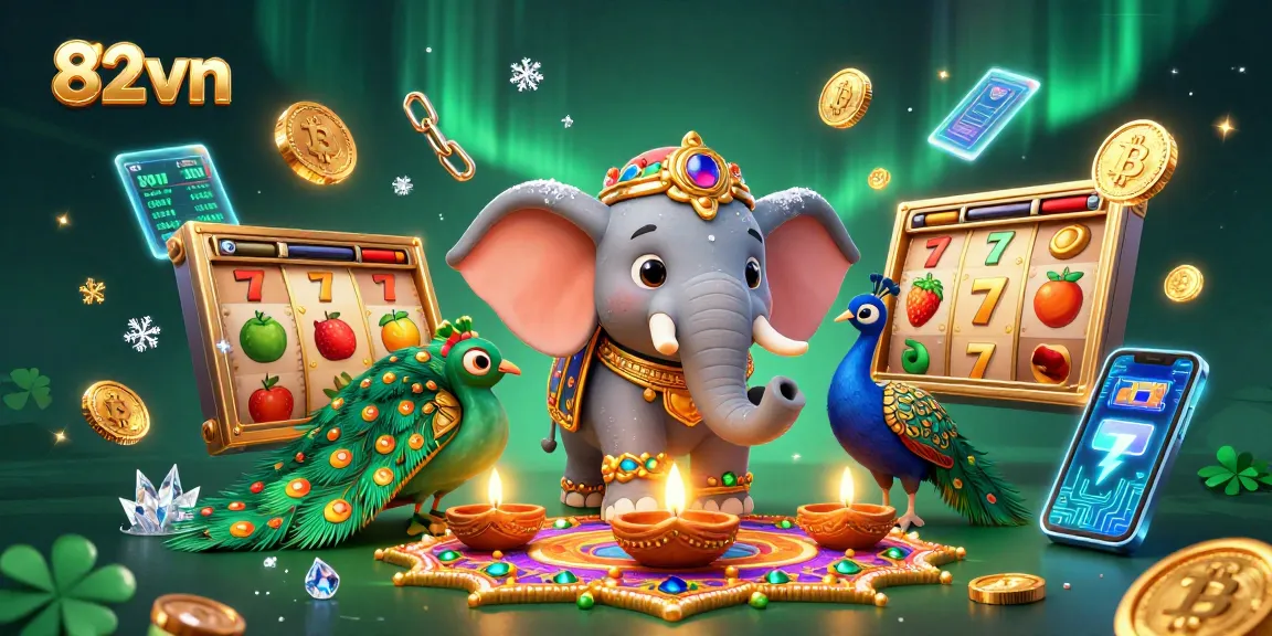 Engage with thrilling 82vn jackpot opportunities represented through vibrant characters and casino elements.