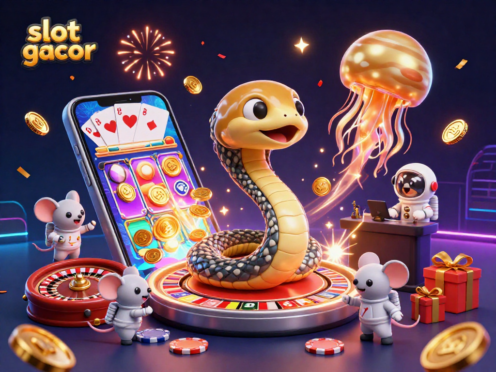 Experience slot gacor excitement with vibrant 3D gaming elements and cosmic characters.