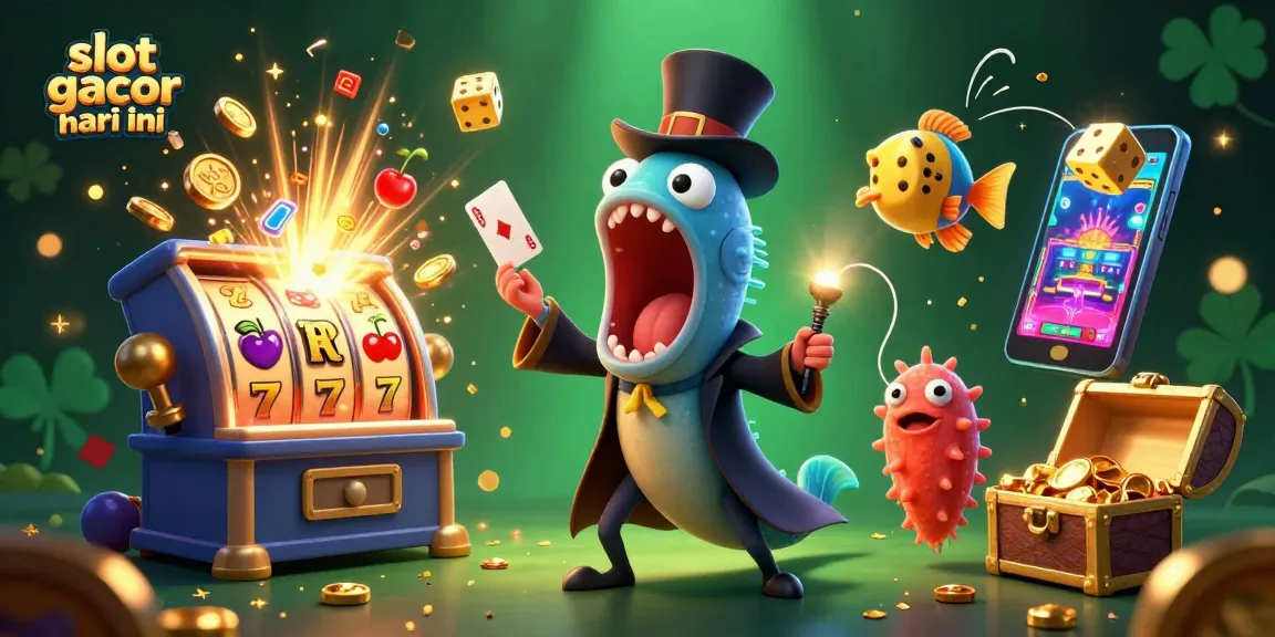 Experience the thrill of slot gacor hari ini as bioluminescent characters delight in a vibrant casino atmosphere.