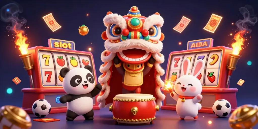 Experience excitement with slot reels and jackpot counters in a vibrant casino scene.