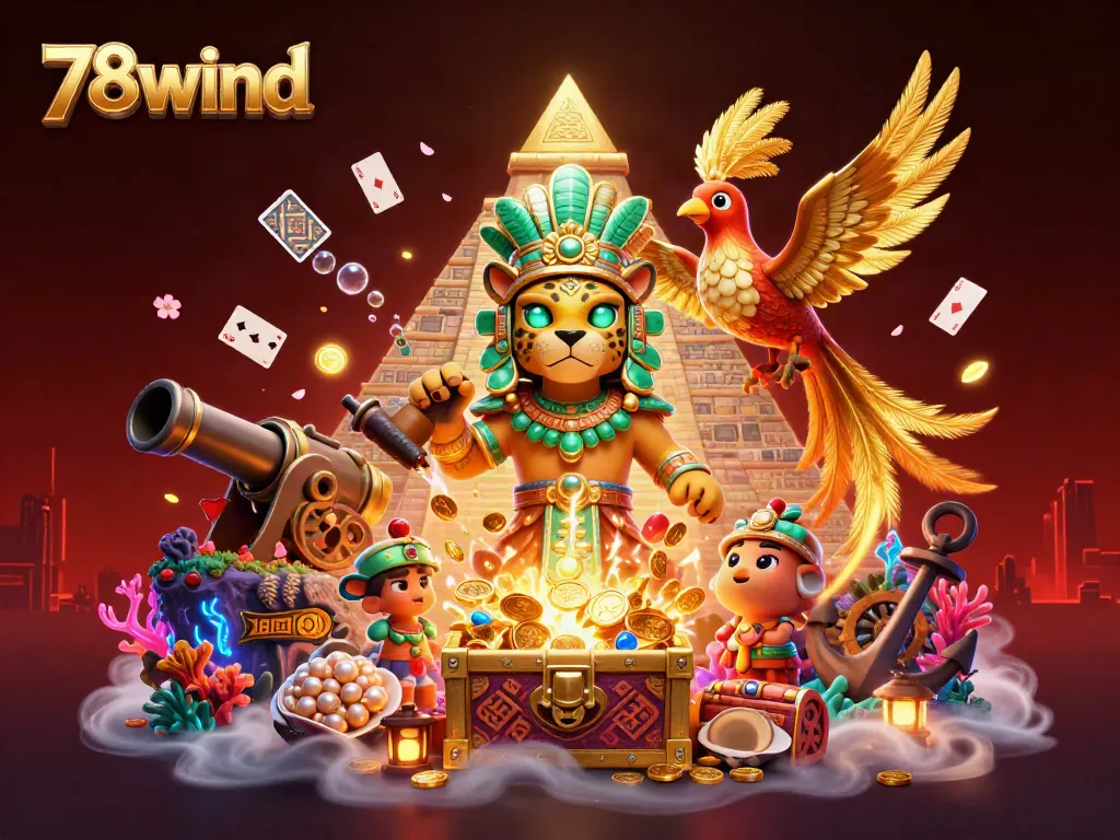 Experience the vibrant world of 78wind with dynamic casino game elements and vivid characters.