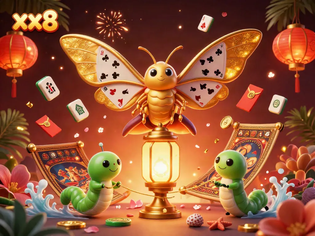 Spin the reels on xx8, where a majestic atlas moth guides you through vibrant casino adventures.