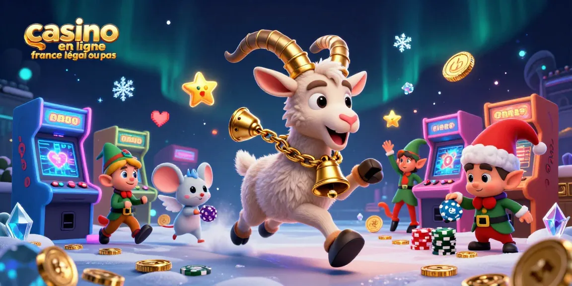 Jouer sur un casino en ligne en France, légal ou non, avec un cartoon Krampus et des elfes voleurs de jetons.
