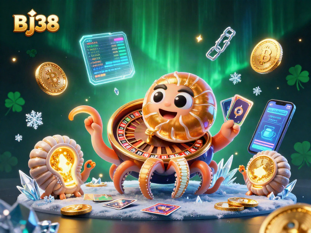 Engage in exhilarating gameplay at BJ38 with a vibrant 3D nautilus roulette and glimmering casino elements.