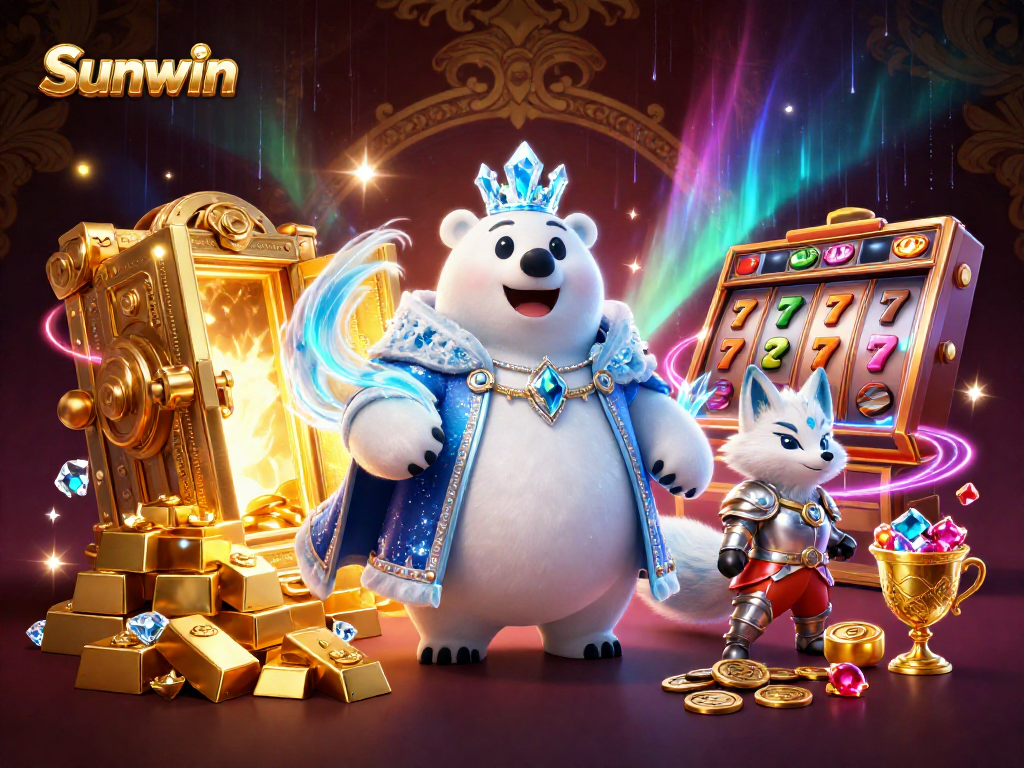 Engage in thrilling gameplay at Sunwin with vibrant casino elements and royal characters.