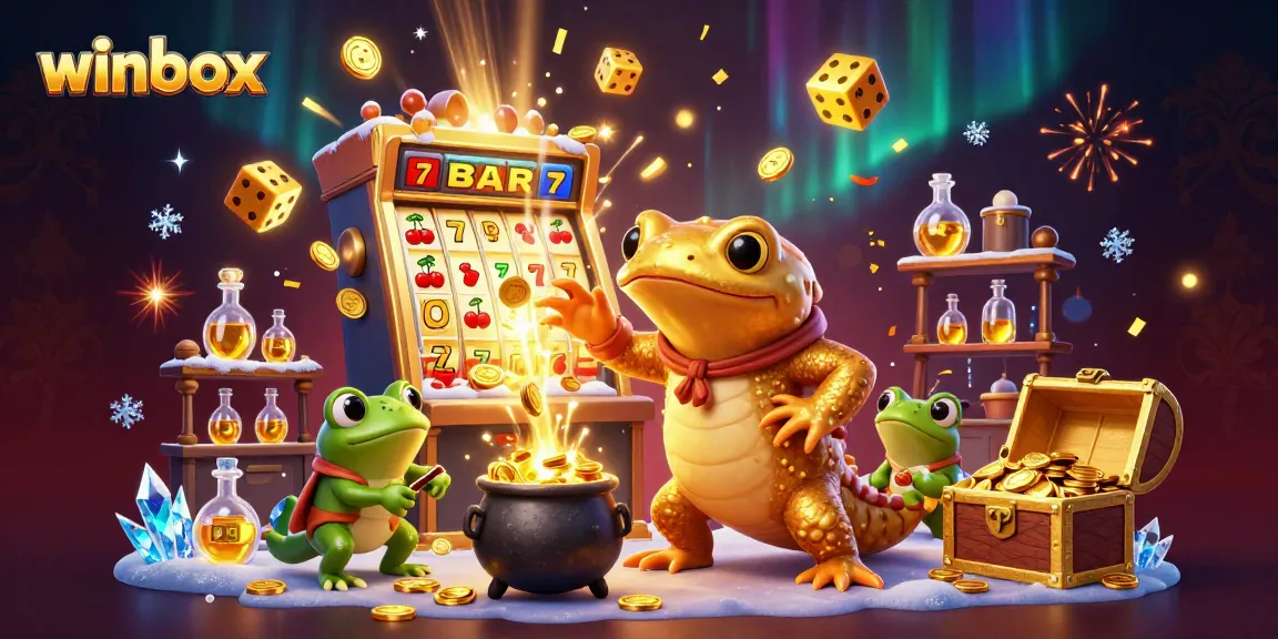 Experience the charm of winbox with vibrant games and golden treasures in an enchanting casino scene.