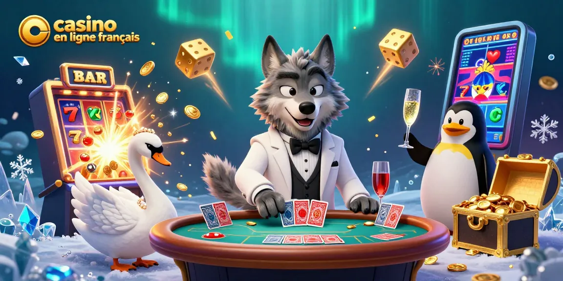 Jouez avec style aux jeux de casino en ligne français grâce à une illustration colorée.