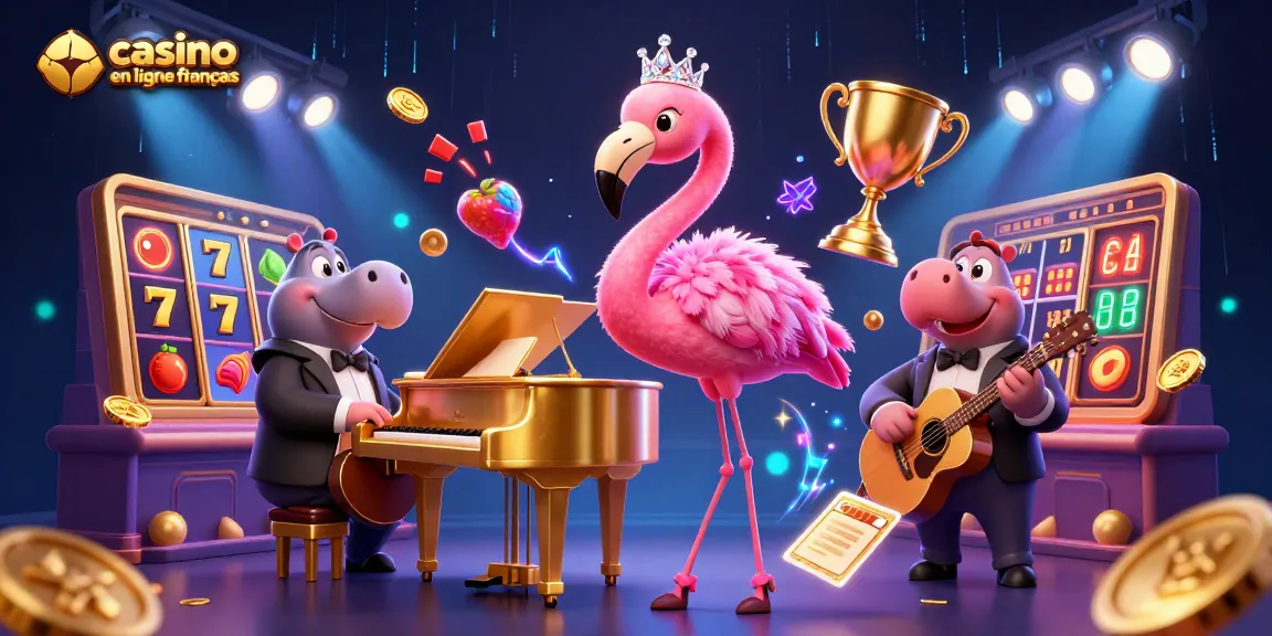 Jouez à des jeux sur casino en ligne français, avec une chanteuse et un bassiste de casino.