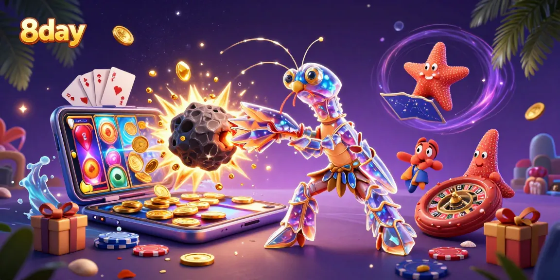 Engage in thrilling gameplay with 8day as the galactic mantis shrimp conquers asteroids for riches and excitement.