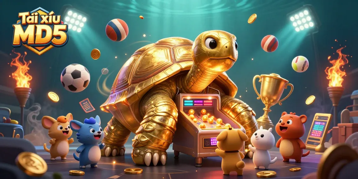 Experience the excitement of Tài xỉu MD5 through a vibrant casino scene with animated characters and dynamic game elements.
