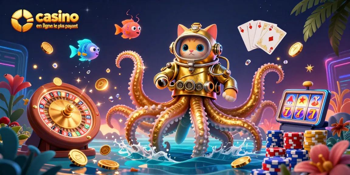 Le jeu au casino en ligne le plus payant avec des tentacules d'or et un chat plongeur.