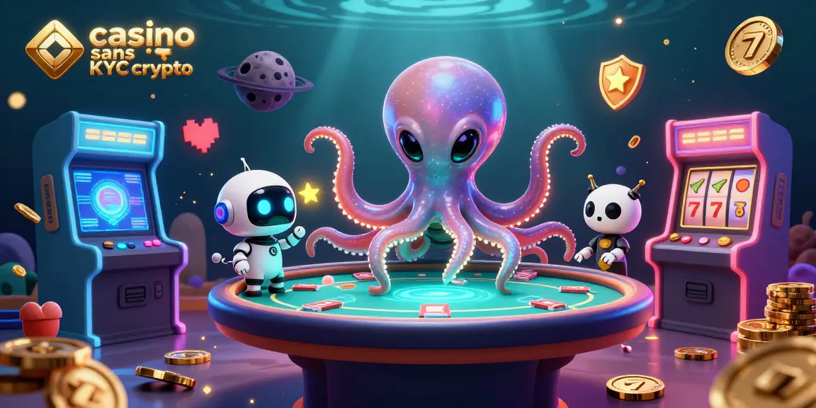 Jouer au casino sans KYC crypto avec un octopus extraterrestre et des machines à sous colorées.