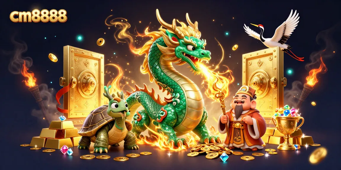 Engage in thrilling casino adventures with cm8888, featuring a dragon and treasure elements.