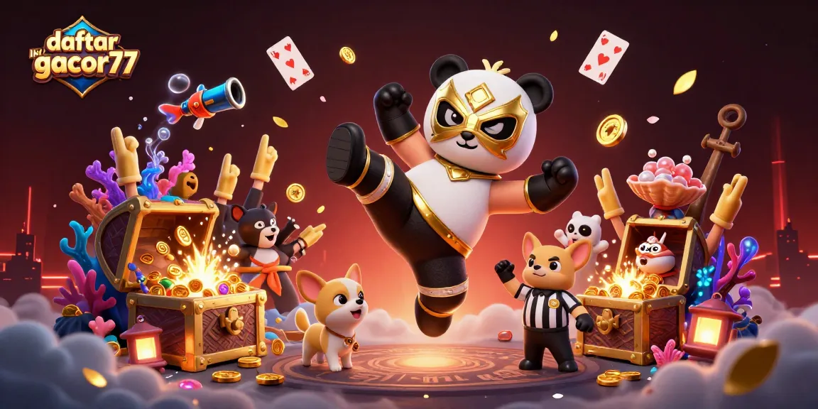 Engage in captivating gameplay and entertainment with daftar link gacor77, showcasing a vibrant 3D casino scene.